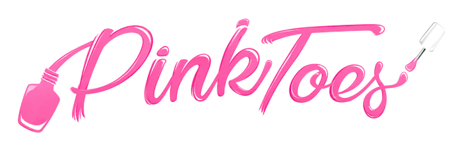 PinkToes — nail studio logo in glossy pink script